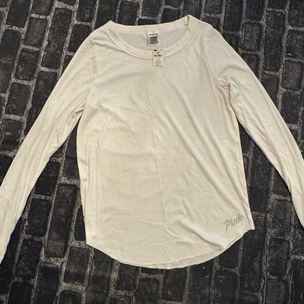 PINK Victoria's Secret Cream Long Sleeve Tee
